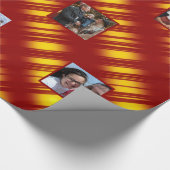 Weihnachts-Wavy-Muster Gold & Rot 8 Fotos Geschenkpapier (Ecke)