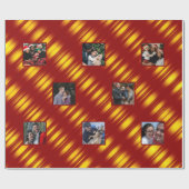 Weihnachts-Wavy-Muster Gold & Rot 8 Fotos Geschenkpapier (Flach)