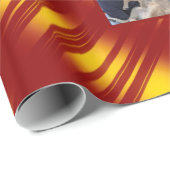 Weihnachts-Wavy-Muster Gold & Rot 8 Fotos Geschenkpapier (Rolleneckpunkt)