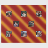 Weihnachts-Wavy-Muster Gold & Rot 8 Fotos Geschenkpapier (Flach)