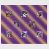 Weihnachts-Wavy-Muster Gold und Lila 8 Fotos Geschenkpapier (Flach)