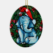 Weihnachts-Weihnachten Elephant mit Holly Keramik Ornament (Rechts)