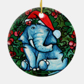 Weihnachts-Weihnachten Elephant mit Holly Keramik Ornament (Hinten)