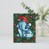 Weihnachts-Weihnachten Elephant mit Holly Postkarte (Stehend Vorderseite)