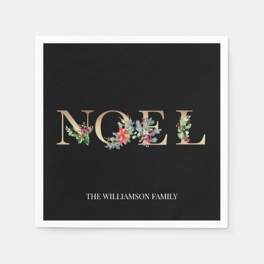 Weihnachts Weihnachten Grüne Berries Blumenfamilie Serviette (Vorderseite)