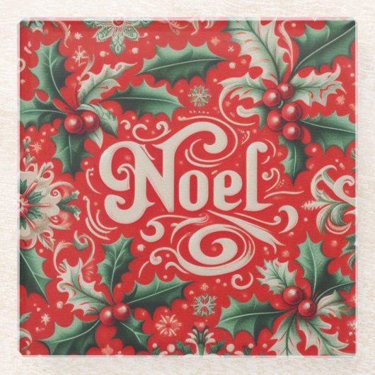 Weihnachts-Weihnachten Rot & Grün Glasuntersetzer (Vorderseite)