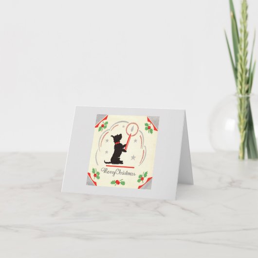 Weihnachts-Weihnachten Scottie Dog mit Kerze Karte (Vorderseite)
