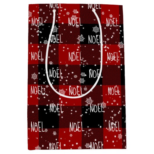 Weihnachts-WEIHNACHTEN-Text in Schneeflocken Mittlere Geschenktüte (Vorderseite)