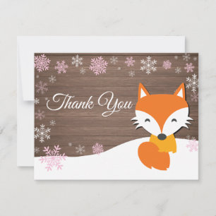 Weihnachts-Weihnachts-Fuchs-Rosa-Dankeskarte Dankeskarte