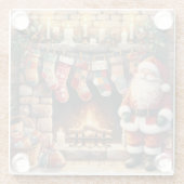 Weihnachts-Weihnachts-Strümpfe am Feuerplatz Glasuntersetzer (Rückseite)