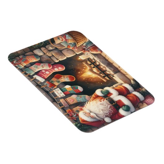 Weihnachts-Weihnachts-Strümpfe am Feuerplatz Magnet (Rechte Seite)