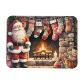 Weihnachts-Weihnachts-Strümpfe am Feuerplatz Magnet (Horizontal)