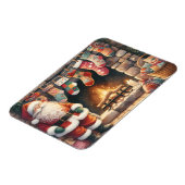 Weihnachts-Weihnachts-Strümpfe am Feuerplatz Magnet (Linke Seite)