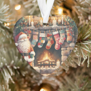 Weihnachts-Weihnachts-Strümpfe am Feuerplatz Ornament