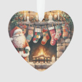 Weihnachts-Weihnachts-Strümpfe am Feuerplatz Ornament (Vorderseite)