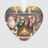 Weihnachts-Weihnachts-Strümpfe am Feuerplatz Ornament (Rückseite)