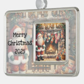 Weihnachts-Weihnachts-Strümpfe am Feuerplatz Rahmen-Ornament Silber (Links)