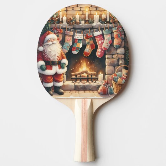 Weihnachts-Weihnachts-Strümpfe am Feuerplatz Tischtennis Schläger (Vorderseite)