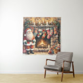 Weihnachts-Weihnachts-Strümpfe am Feuerplatz Wandteppich (Beispiel)