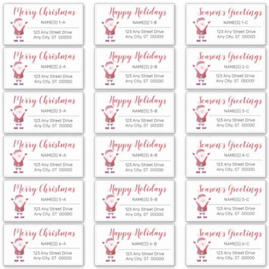 Weihnachts-Weihnachtsadressen-Labels Aufkleber (Vorderseite)