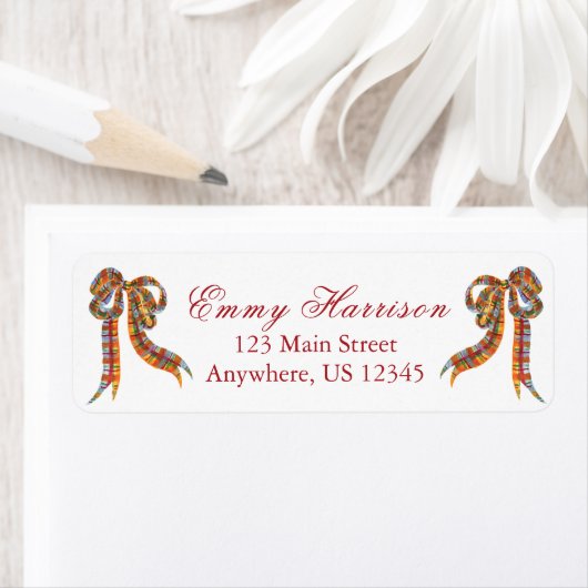 Weihnachts-Weihnachtsanfrage Kariert Bows Adresse (Insitu)