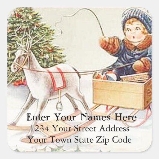 Weihnachts-Weihnachtsanschrift Quadratischer Aufkleber (Vorderseite)