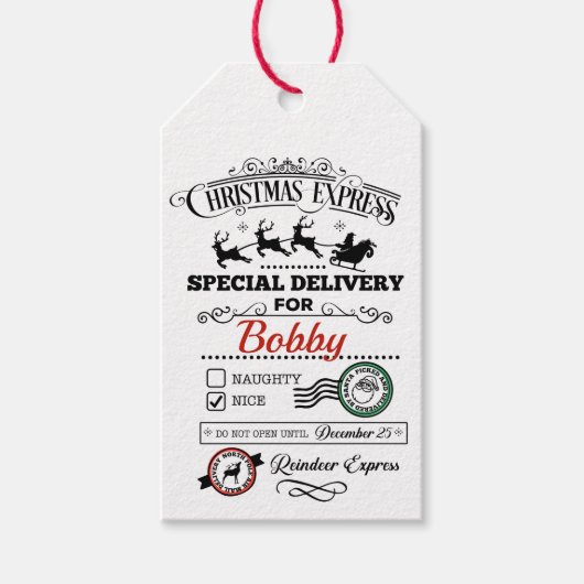 Weihnachts-Weihnachtsauslieferung des Weihnachtsma Geschenkanhänger (Vorderseite)