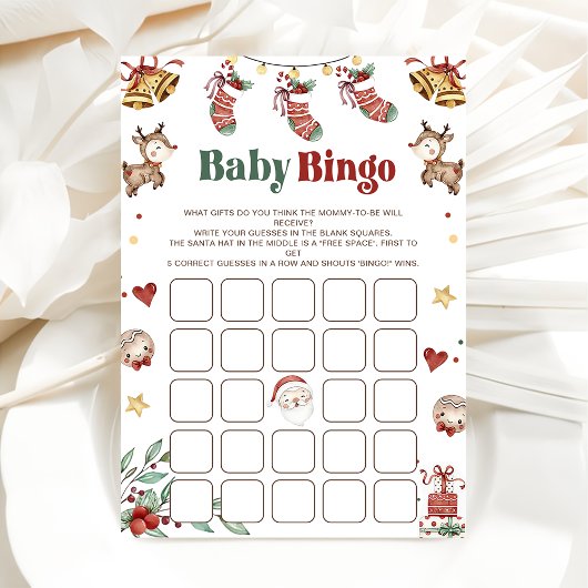 Weihnachts-Weihnachtsbaby-Bingo-Kinderduschenspiel Einladung