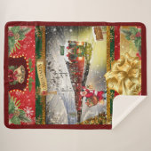 Weihnachts-Weihnachtsbahn-Blanket Sherpadecke (Vorderseite (Horizontal))