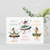 Weihnachts-Weihnachtsballerinas Flat Holiday Card Feiertagskarte (Stehend Vorderseite)