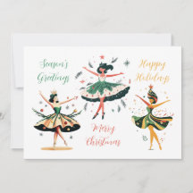 Weihnachts-Weihnachtsballerinas Flat Holiday Card