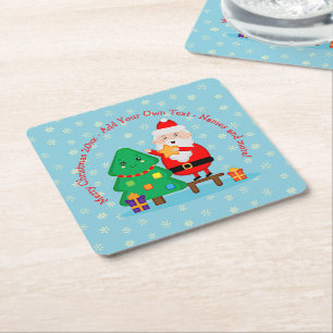 Weihnachts-Weihnachtsbaum 20xx Hinzufügen Text Rechteckiger Pappuntersetzer
