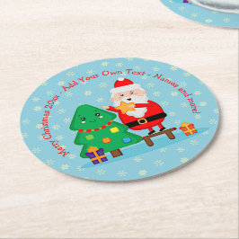 Weihnachts-Weihnachtsbaum 20xx Hinzufügen Text Runder Pappuntersetzer