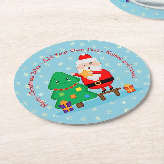 Weihnachts-Weihnachtsbaum 20xx Hinzufügen Text Runder Pappuntersetzer (Angewinkelt)