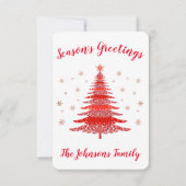 Weihnachts-Weihnachtsbaum-Rote Rose Gold der Jahre Dankeskarte (Vorderseite)