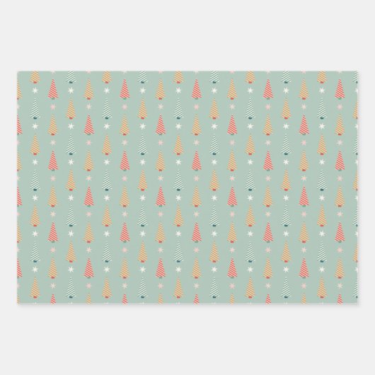 Weihnachts-Weihnachtsbaum-Stars-Wrapping Paper-Set Geschenkpapier Set (Vorderseite 3)