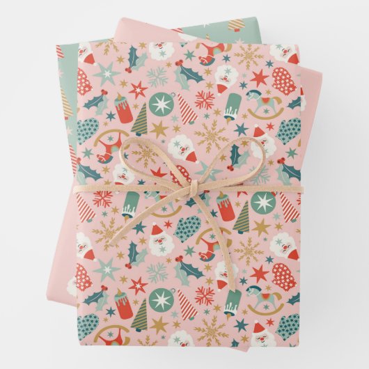 Weihnachts-Weihnachtsbaum-Stars-Wrapping Paper-Set Geschenkpapier Set (Beispiel)