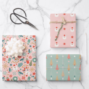Weihnachts-Weihnachtsbaum-Stars-Wrapping Paper-Set Geschenkpapier Set