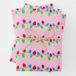 Weihnachts-Weihnachtsbäume auf Rosa Geschenkpapier Set