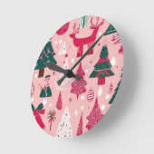 Weihnachts Weihnachtsbäume Schneeflocke Runde Wanduhr (Winkel)