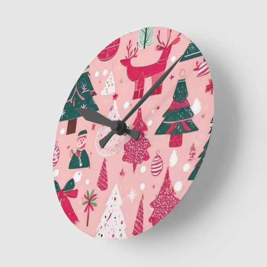 Weihnachts Weihnachtsbäume Schneeflocke Runde Wanduhr (Winkel)