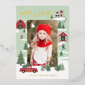 Weihnachts-Weihnachtsbaumfarm Truck Foto Folien Feiertagskarte (Vorderseite)