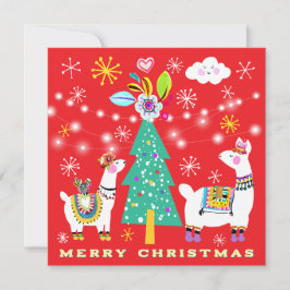 Weihnachts-Weihnachtsbaumkarte von Llamas Karte