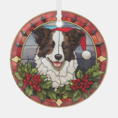Weihnachts Weihnachtsborder Collie Dog erhalten Ornament Aus Glas (Vorderseite)