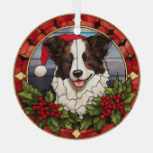 Weihnachts Weihnachtsborder Collie Dog erhalten Ornament Aus Glas (Rückseite)