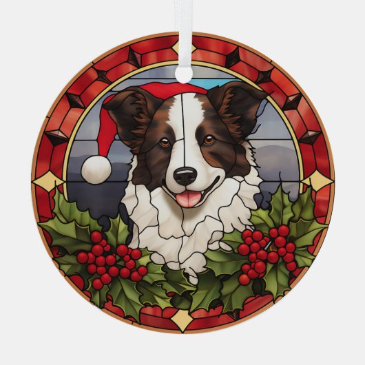 Weihnachts Weihnachtsborder Collie Dog erhalten Ornament Aus Glas (Rückseite)