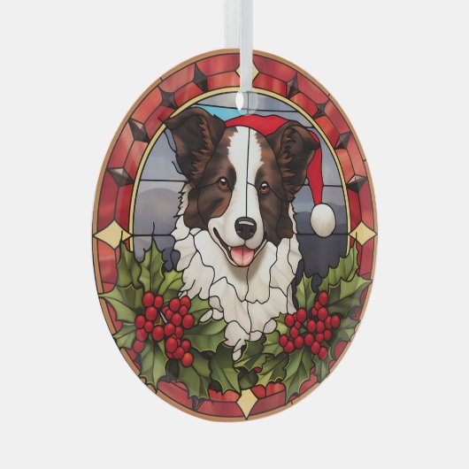 Weihnachts Weihnachtsborder Collie Dog erhalten Ornament Aus Glas (Vorderseite Rechts)