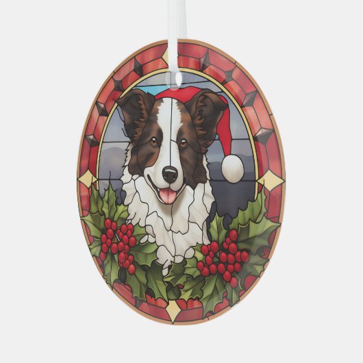 Weihnachts Weihnachtsborder Collie Dog erhalten Ornament Aus Glas (Vorderseite links)