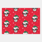 Weihnachts-Weihnachtsboxer-Hund-Schneeflocke Geschenkpapier Set (Vorderseite 2)