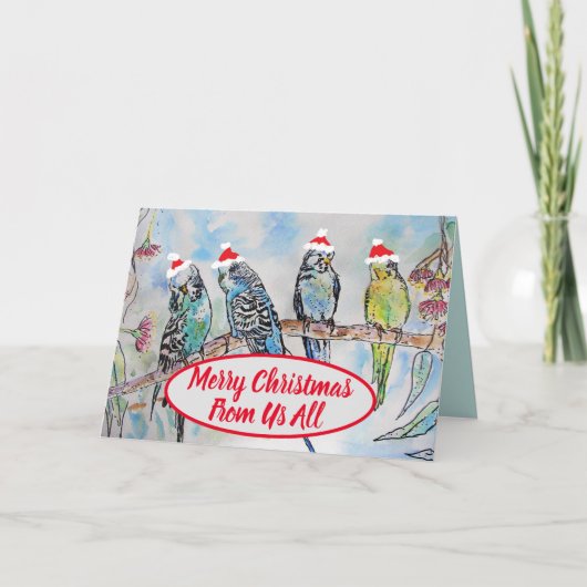 Weihnachts-Weihnachtsbudgien-Budgie-Funny-Bird-Car Karte (Vorderseite)